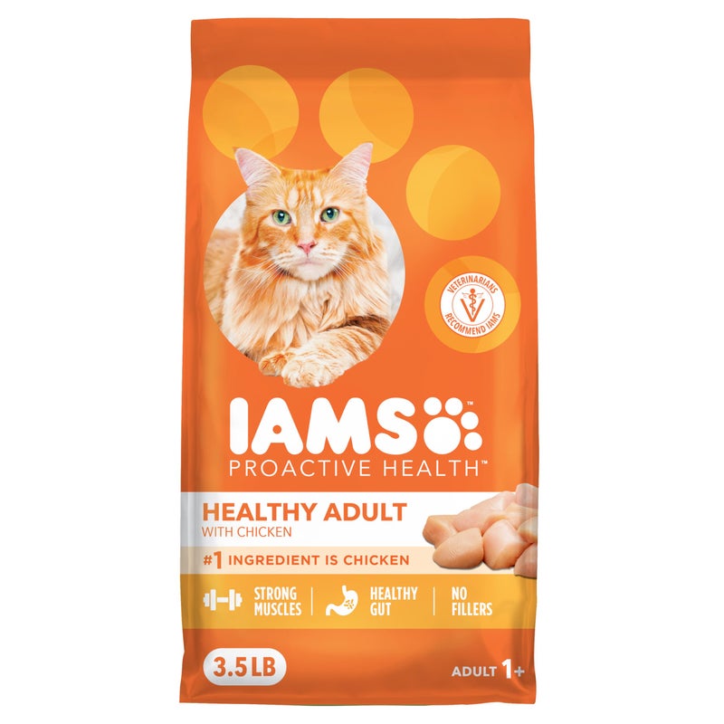 Iams طعام قطط جاف صحي للبالغين من IAMS بروأكتيف هيلث مع الدجاج، 3.5 رطل. - Image 1
